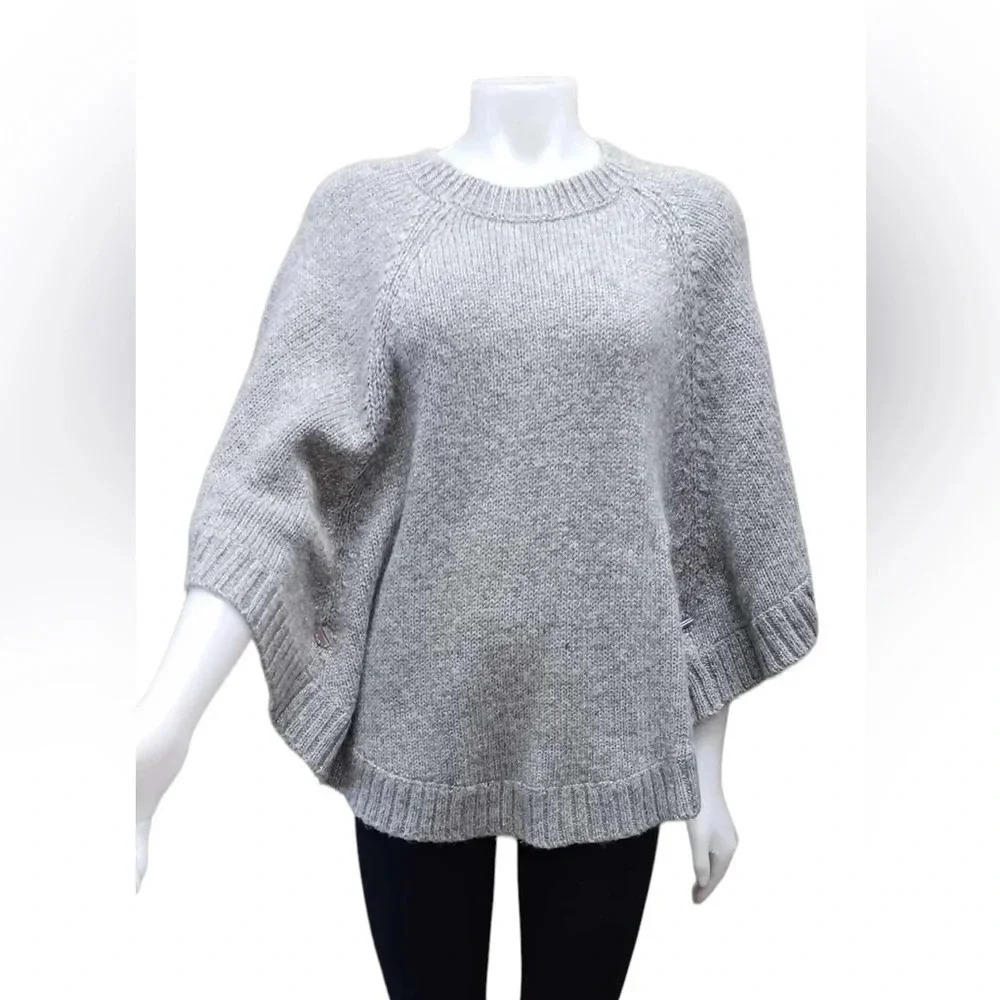 Michael Kors Wool Blend Grey Shimmery Poncho  Size Large